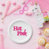 ホットピンクホワイト紙プレート ペーパープレート (パーティー)