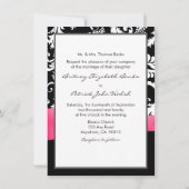 ホットピンクホワイト&ブラックダマスク結婚式招待状 招待状 (裏面)