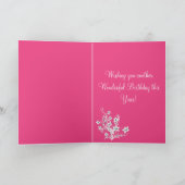 ホットピンクホワイト&ブラックフローラハッピーバースデーカード カード (内部)