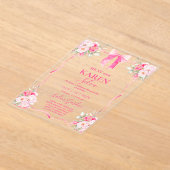 ホットピンクボウキンセアニェラアクリル招待状 アクリル招待状 (レイダウン)