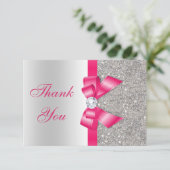 ホットピンクボウフェイク&ダイヤモンドありがとうご空白のざいます サンキューカード (スタンド正面)