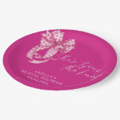 ホットピンクボウ彼女が結ぶノットブライダルシャワー ペーパープレート (アングル)