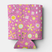 ホットピンクボタニカルワイルドフラワーフローラ 缶クーラー (裏面)