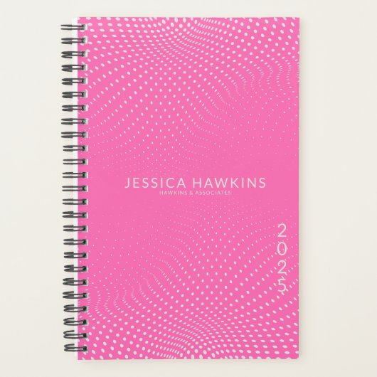ホットピンクポップ・アートのドット年（週） プランナー手帳 (正面)