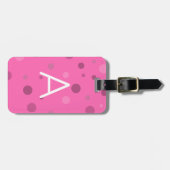 ホットピンクポップ・アートのドット ラゲッジタグ (正面横)