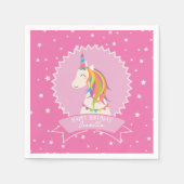 ホットピンクマジカルレインボーユニコーンガール誕生日 スタンダードカクテルナプキン (正面)
