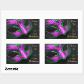 ホットピンクマスカレードマスクハローウィンパーティシール 長方形シール (シート)