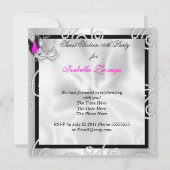 ホットピンクマスカレード甘い16パーティーマスクシルバー2 招待状 (裏面)