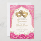 ホットピンクマスクエレガント仮装キンセアニェラ 招待状 (正面)