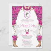 ホットピンクマゼンタフローラウエスタンチャロキンセニェラ 招待状 (正面)