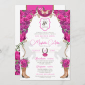 ホットピンクマゼンタフローラウエスタンチャロキンセニェラ 招待状 (正面/裏面)
