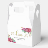 ホットピンクマゼンタフローラエレガント金ゴールドスクリプトハート フェイバーボックス (オープン)