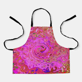 ホットピンクマーブルカラー抽象芸術レトロ旋回 エプロン