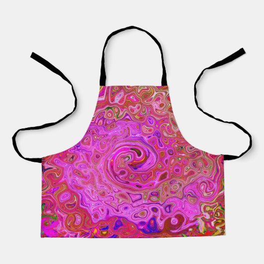 ホットピンクマーブルカラー抽象芸術レトロ旋回 エプロン (正面)