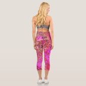 ホットピンクマーブルカラー抽象芸術レトロ旋回 カプリレギンス (裏面)