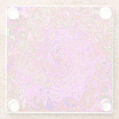 ホットピンクマーブルカラー抽象芸術レトロ旋回 ガラスコースター (裏面)