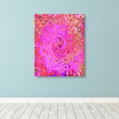 ホットピンクマーブルカラー抽象芸術レトロ旋回 キャンバスプリント (インサイチュ (ウッドフロア))