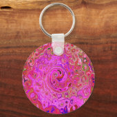 ホットピンクマーブルカラー抽象芸術レトロ旋回 キーホルダー (正面)