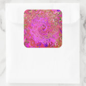 ホットピンクマーブルカラー抽象芸術レトロ旋回 スクエアシール (バッグ)