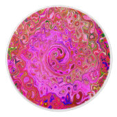 ホットピンクマーブルカラー抽象芸術レトロ旋回 セラミックノブ (正面)