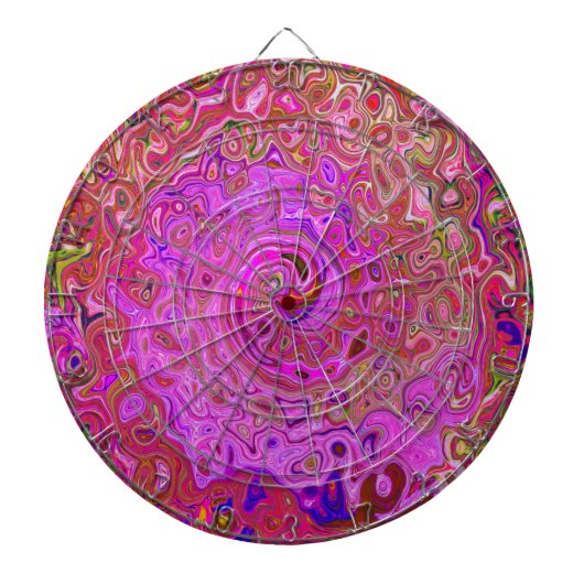 ホットピンクマーブルカラー抽象芸術レトロ旋回 ダーツボード (正面)