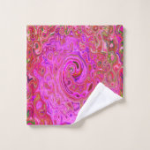 ホットピンクマーブルカラー抽象芸術レトロ旋回 バスタオルセット (ウォッシュタオル)