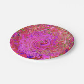 ホットピンクマーブルカラー抽象芸術レトロ旋回 ペーパープレート (アングル)