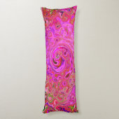 ホットピンクマーブルカラー抽象芸術レトロ旋回 ボディピロー (裏面 (縦))