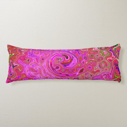ホットピンクマーブルカラー抽象芸術レトロ旋回 ボディピロー (正面)