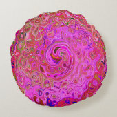 ホットピンクマーブルカラー抽象芸術レトロ旋回 ラウンドクッション (裏面)