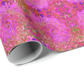 ホットピンクマーブルカラー抽象芸術レトロ旋回 ラッピングペーパー (ロールコーナー)