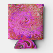 ホットピンクマーブルカラー抽象芸術レトロ旋回 缶クーラー (正面)