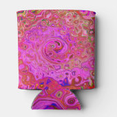 ホットピンクマーブルカラー抽象芸術レトロ旋回 缶クーラー (裏面)