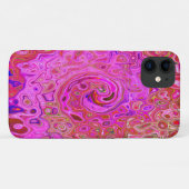 ホットピンクマーブルカラー抽象芸術レトロ旋回 Case-Mate iPhoneケース (裏面(横))