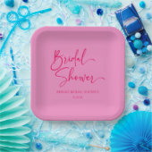 ホットピンクミニマモダンリストブライダルシャワー ペーパープレート (パーティー)