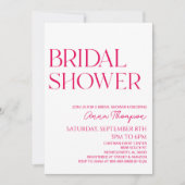 ホットピンクミニマモダンリストブライダルシャワー 招待状 (正面)