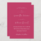 ホットピンクミニマリストスクリプト |モダン結婚s 招待状 (正面/裏面)