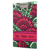 ホットピンクミントグリーン禅マンダラアートクラスルーム名 クリップボード (左)