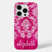 ホットピンクムーディダマスクパターンカスタム文字 Case-Mate iPhoneケース (裏面)