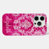 ホットピンクムーディダマスクパターンカスタム文字 Case-Mate iPhoneケース (裏面 (横))