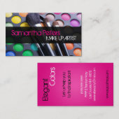 ホットピンクメイクアップアーティストパレットビジネスカード 名刺 (正面/裏面)