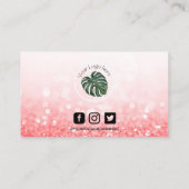 ホットピンクメイクアップヘアロゴロイヤリティカード 名刺 (裏面)