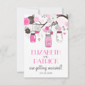 ホットピンクメイソンジャースウェディングRSVPカード 招待状 (裏面)