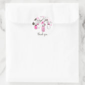 ホットピンクメイソンジャースサンキューステッカー ラウンドシール (バッグ)