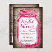 ホットピンクメイソンジャーブライダルシャワー招待状 招待状 (正面/裏面)