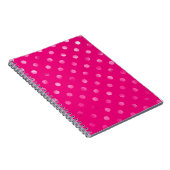 ホットピンクメタリックフェイクフォイル水玉模様スイスドット ノートブック (右側)