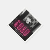 ホットピンクモダンのネオン写真卒業 スタンダードカクテルナプキン (角)