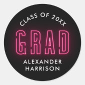 ホットピンクモダンのネオン卒業 ラウンドシール (正面)