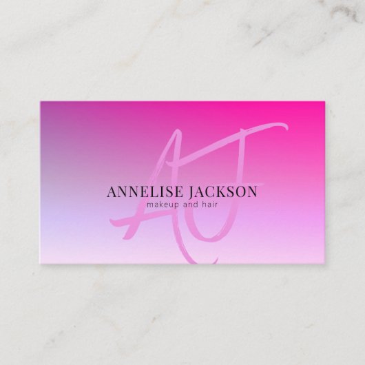 ホットピンクモダンのメイクアップアーティスト美しいサロン 名刺 (正面)