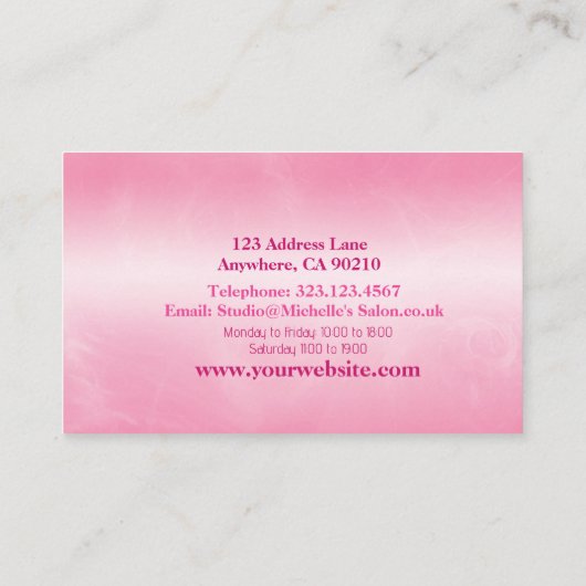 ホットピンクモダンの唇メイクアップアーティスト 名刺 (裏面)